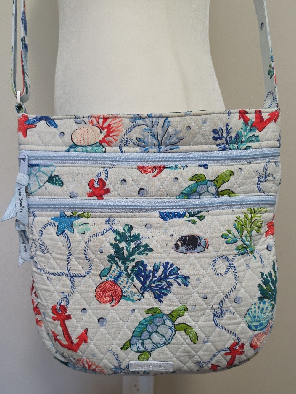 Vera Bradley White Multi Sea Life Quilted Crossbody